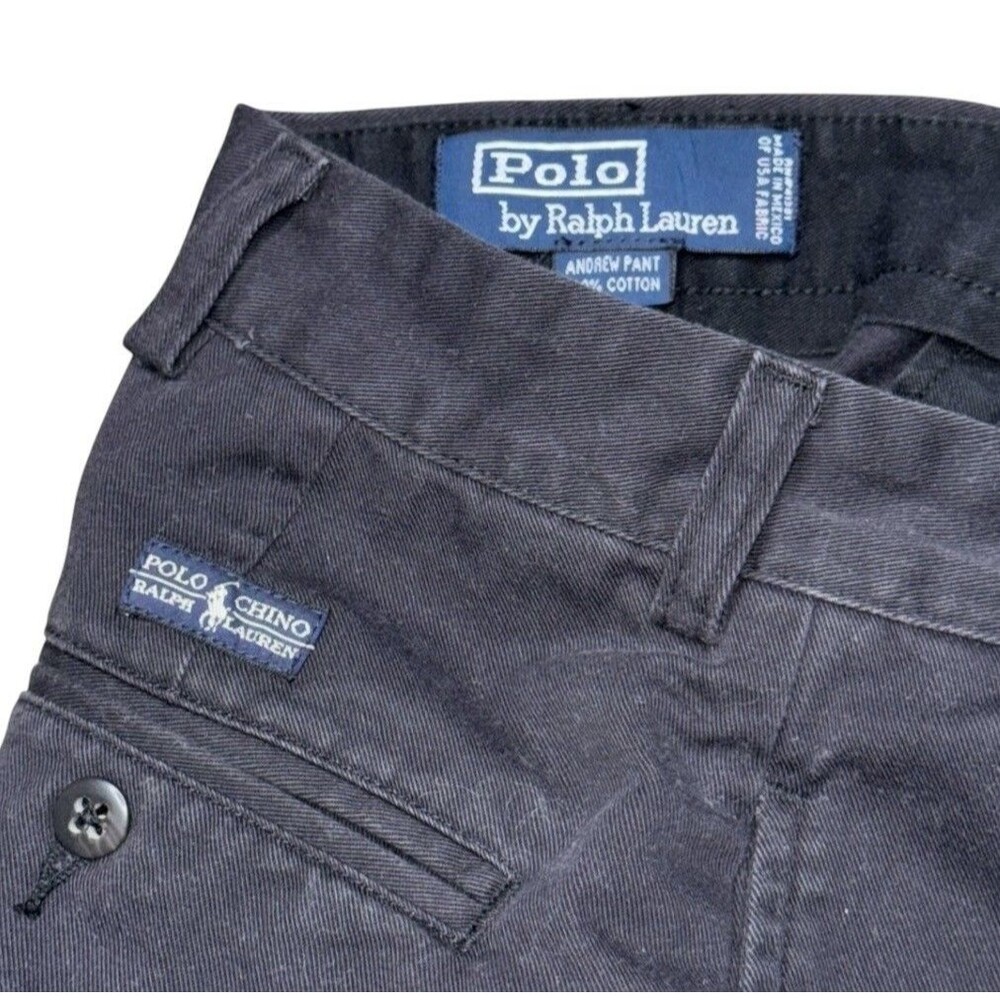 Polo Ralph Lauren Andrew Pant Double Pleated Slacks Mens 35x32 Black Vintage 90s